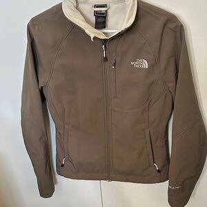 North Face Women's Brown Softshell Utility Jacket Cream Lining TNF Apex Small